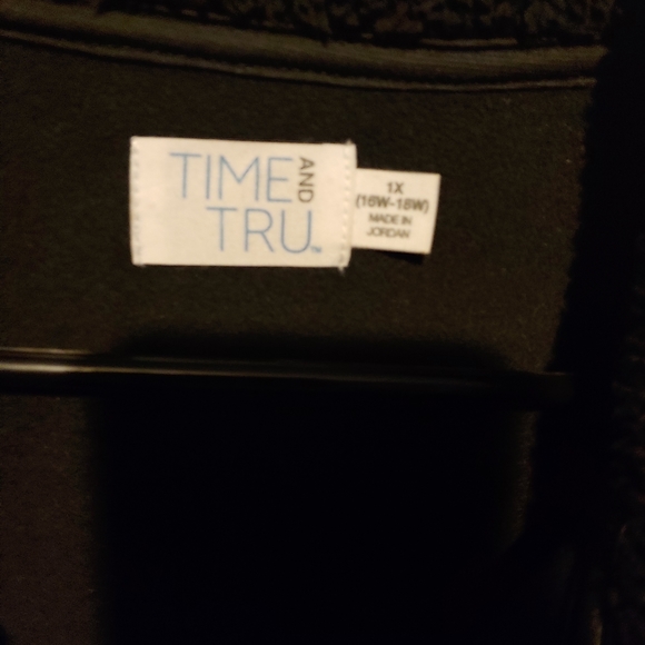 Time and Tru Black Quarter Zip Up Jacket with Pockets soft warm teddy bear… - Picture 3 of 5